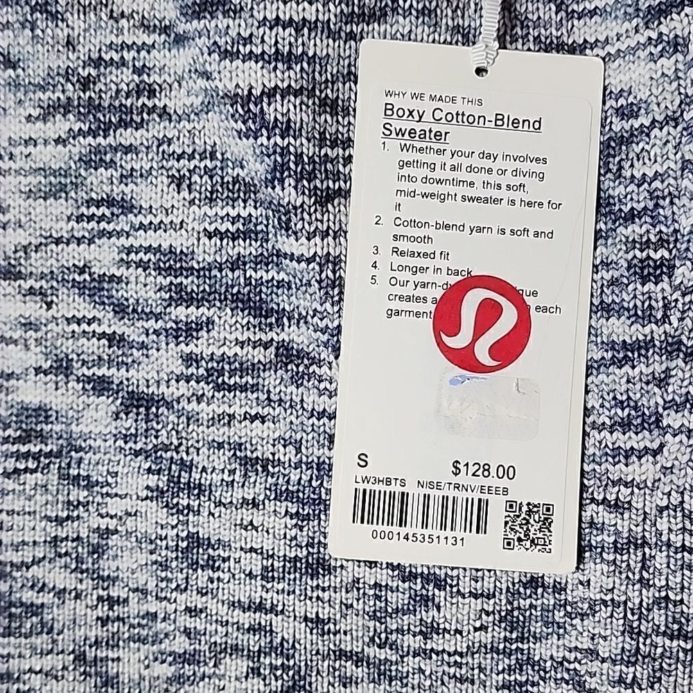 NWT Lululemon Boxy Cotton-Blend Sweater Size Small NWT Night Sea/Navy/Black/Blue - Picture 4 of 7